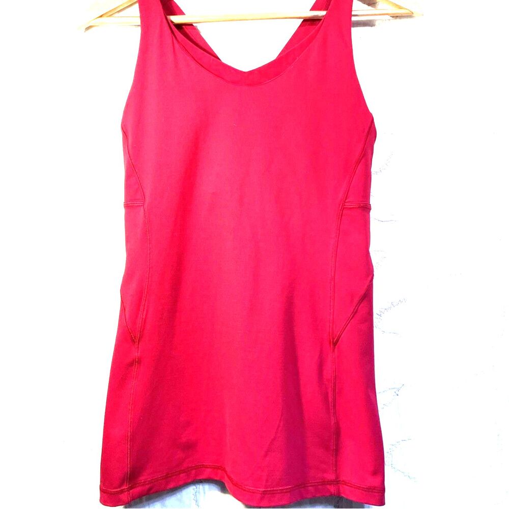 LULULEMON Vintage Crossback  Red And Pink Long Roomy Tank Sz 10
